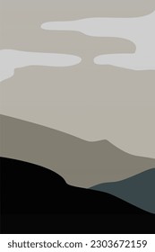 Resumen de la decoración de las paredes escandinavas del paisaje. Afiche de arte en las paredes de un paisaje imprimible. Huella de arte de Boho
