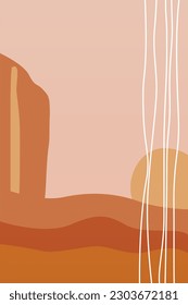 Abstrakte Landschaftsskandinavische Wanddekoration. Printable Landschaftswandkunstposter. Boho-Tapete
