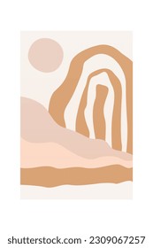 Abstract landscape scandinavian wall decor. Printable landscape wall art poster. Boho wall art print