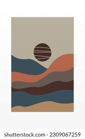 Abstract landscape scandinavian wall decor. Printable landscape wall art poster. Boho wall art print