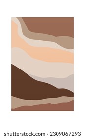 Resumen de la decoración de las paredes escandinavas del paisaje. Afiche de arte en las paredes de un paisaje imprimible. Huella de arte de Boho