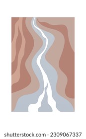 Abstract landscape scandinavian wall decor. Printable landscape wall art poster. Boho wall art print