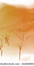 Abstract landscape with schematically depicted trees. Vector illustration