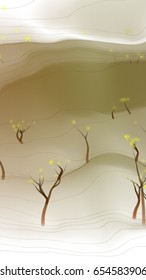 Abstract landscape with schematically depicted trees. Vector illustration