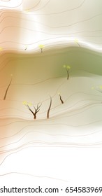 Abstract landscape with schematically depicted trees. Vector illustration
