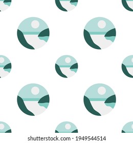 Abstract landscape seamless pattern. Light nature pattern with landspace and sea view. Earth tones geometric background for wrapping, texture and wallpaper. Vector illustration