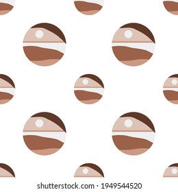 Abstract landscape seamless pattern. Light nature pattern with landspace and sea view. Earth tones geometric background for wrapping, texture and wallpaper. Vector illustration