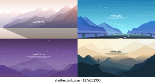 Abstract landscape set. Minimalist style