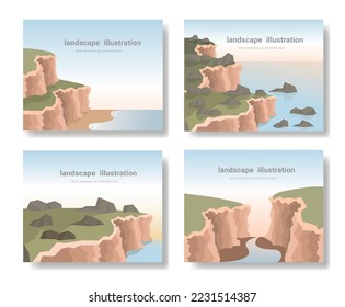 Resumen de paisajes, los fondos naturales son minimalistas, banners de excursión de fondo. Ilustración del vector