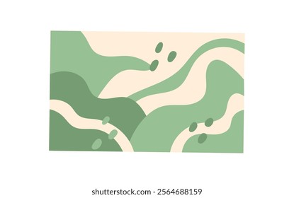 Abstract landscape with smooth shapes and colors. Landscape featuring gentle waves and organic forms. This visual showcases simplicity elegance, flat style, ideal for backgrounds decor.