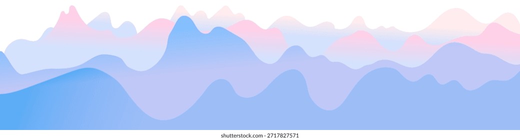 Abstract landscape with soft, flowing waves in pastel blue, pink, and lavender. A modern, minimalist vector background for banners, websites, and presentations.