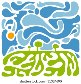 abstract landscape spring illustration