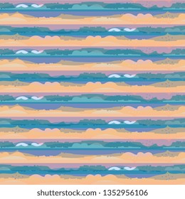 Abstract landscape striped seamless pattern. Print for fabric. Beautiful collection.