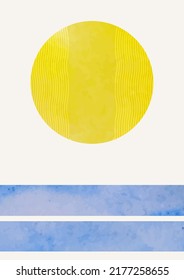 abstract landscape with sun, sea   