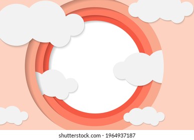 Abstract Landscape Vector 3D Background with Paper Cut shapes and Sun Sunrise Cloud for Business Presentations Flyers Posters and Screen Web Wallpaper