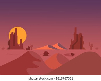 Abstract landscape, Vector banners  with polygonal landscape illustration, Minimalist style