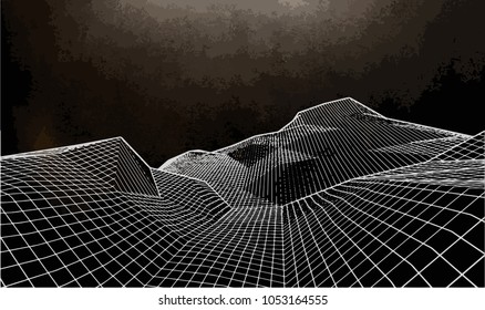 Abstract landscape. Vector outline illustration background. Brown. For your design