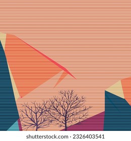 Paisaje abstracto. Ilustración polgonal vectorial con espacio para texto.
