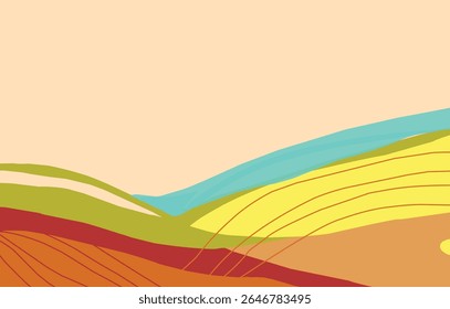 Vista abstracta del paisaje con la forma colorida 