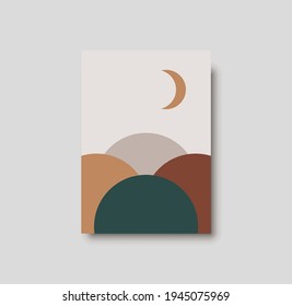 Resumen de la imagen de las paredes de un paisaje. Espacio abstracto vectorial para lujosos interiores de un dormitorio mínimo. Cartel de boho impresor para la decoración. Obra de arte con colores de terracota para papel pintado. Ilustración del vector