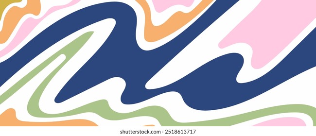 Abstract Landscape wave banner background with colorful waves. Trendy vector illustration in style retro 60s, 70s for text, for banner, greeting card, poster and advertising