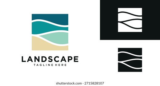 Diseño Abstractas del logotipo de la onda del paisaje