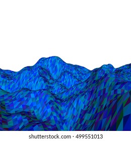 Abstract landscape. Wave surface.  Polygonal vector colorful illustration.