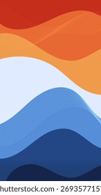 Abstract Landscape Waves in Orange and Blue