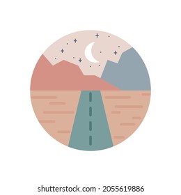 Abstract landscapes. Contemporary nature shapes mountains. Vector art illustration. Aesthetic Sticker. Eps 10. 