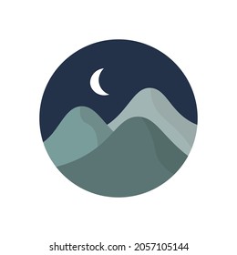 Abstract landscapes. Contemporary nature shapes mountains. Vector art illustration. Aesthetic Sticker. Eps 10. 