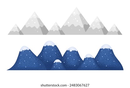Paisajes Abstractas con patrón montañoso. Diseño de Fondo de pantalla con montañas geométricas y colinas con nieve en la parte superior para el cuarto de bebé. Bordes de paisaje en estilo escandinavo, ilustración de dibujos animados de Vector