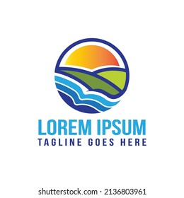 Abstract landscaping logo design template. Vector illustration EPS.8 EPS.10