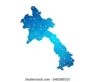Abstract Laos Map geometric rumpled triangular low poly style gradient graphic on white background , line dots polygonal design for your . Vector illustration eps 10