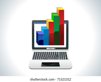 abstract laptop with business chart vector illustration