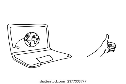 Abstrakter Laptop und handgezeichnet auf weißem Hintergrund. Vektorgrafik