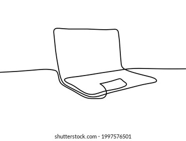 Abstract laptop as line drawing on white background. Vector