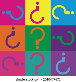 Abstract large question mark on colorful background. Big question sign vector icon set of color versions. Concept for FAQ searching for answer finding solution problem solving helpline banner template