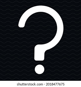Abstract large white question mark on black wavy background. Big question sign vector icon. Concept for FAQ, searching for answer, finding solution, problem solving, helpline banner template. Eps 10