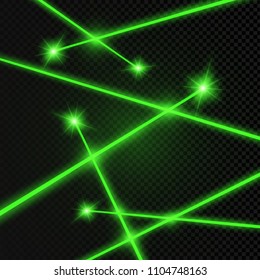Abstractas rayo láser. Transparente aislado sobre fondo negro. Ilustración vectorial.