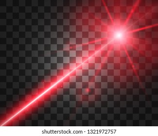 Abstract laser beam. Transparent isolated on black background. Vector illustration.