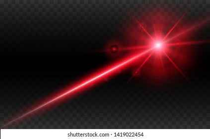Abstract laser beam. Transparent isolated on black background. Vector illustration. 