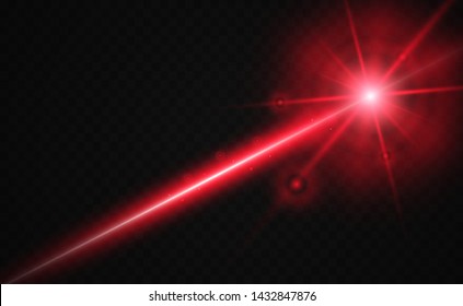 Abstract laser beam. Transparent isolated on black background. Vector illustration.