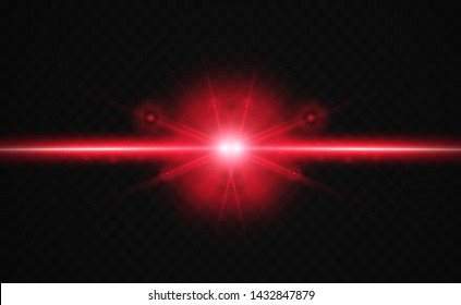 Abstract laser beam. Transparent isolated on black background. Vector illustration.