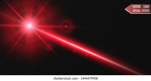 Abstract laser beam. Transparent isolated on black background. Vector illustration.