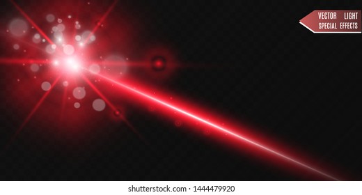 Abstract laser beam. Transparent isolated on black background. Vector illustration.