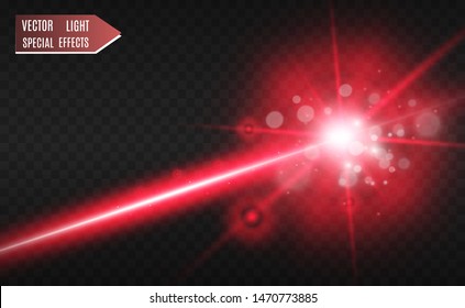 Abstract laser beam. Transparent isolated on black background. Vector illustration.