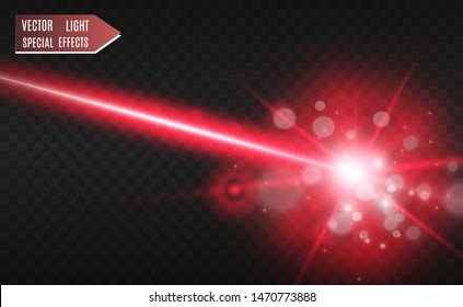 Abstract laser beam. Transparent isolated on black background. Vector illustration.