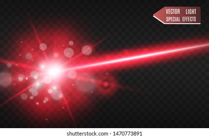 Abstract laser beam. Transparent isolated on black background. Vector illustration.
