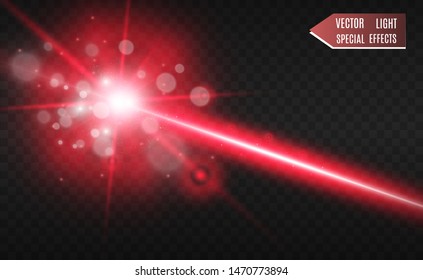Abstract laser beam. Transparent isolated on black background. Vector illustration.