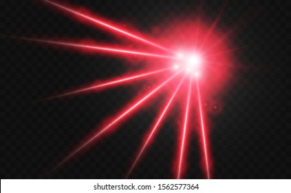 Abstract laser beam. Transparent isolated on black background. Vector illustration.